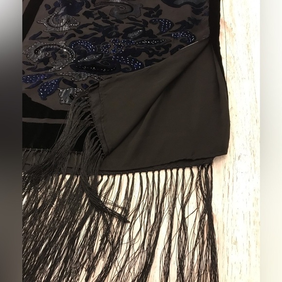 VTG R&K Evening Fringe Skirt with Velvet, Embroidery Beading Detail size 12 - Picture 7 of 14